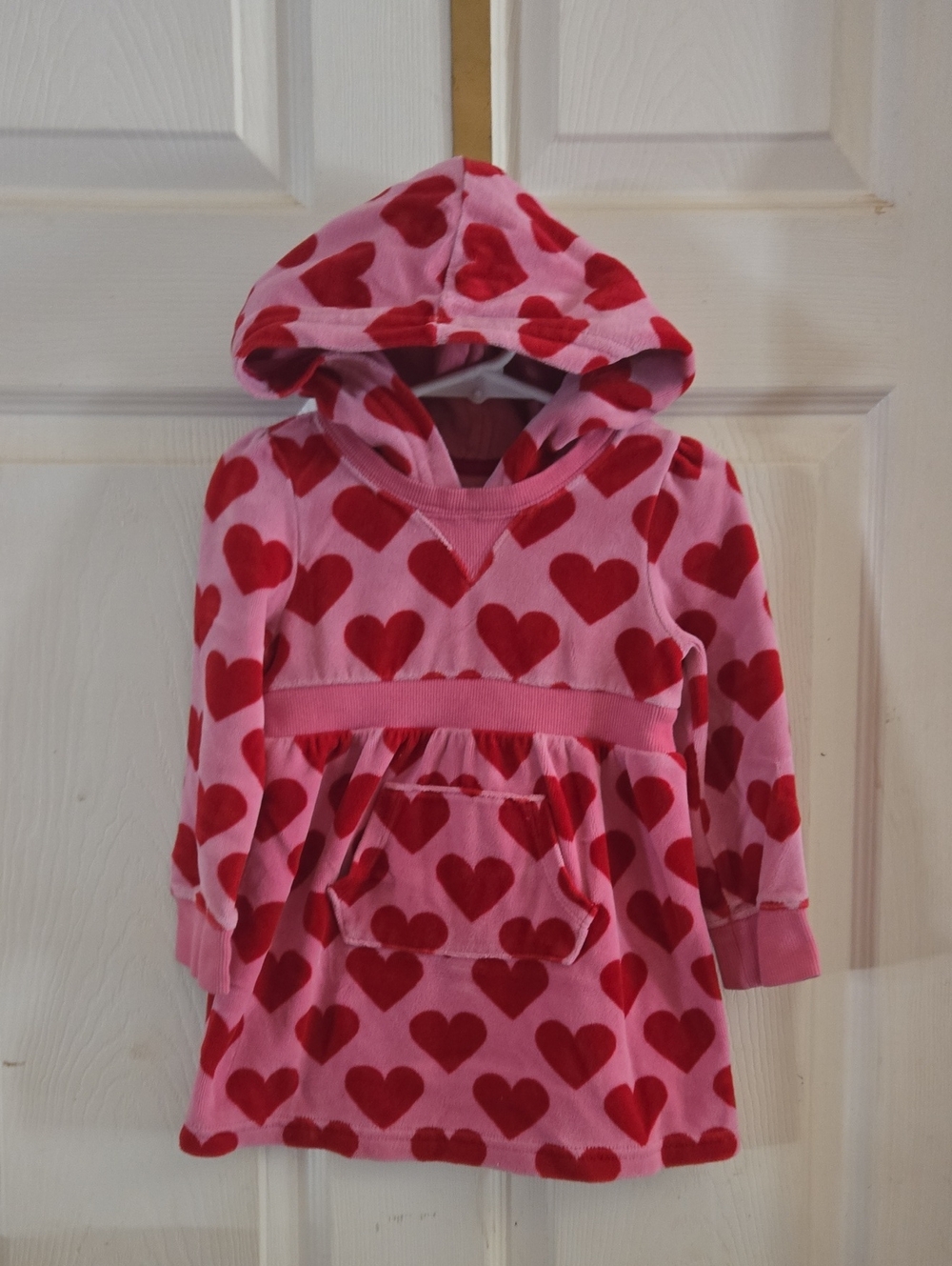 Baby Gap Pink Hoodie Dress with Red Heart Print
